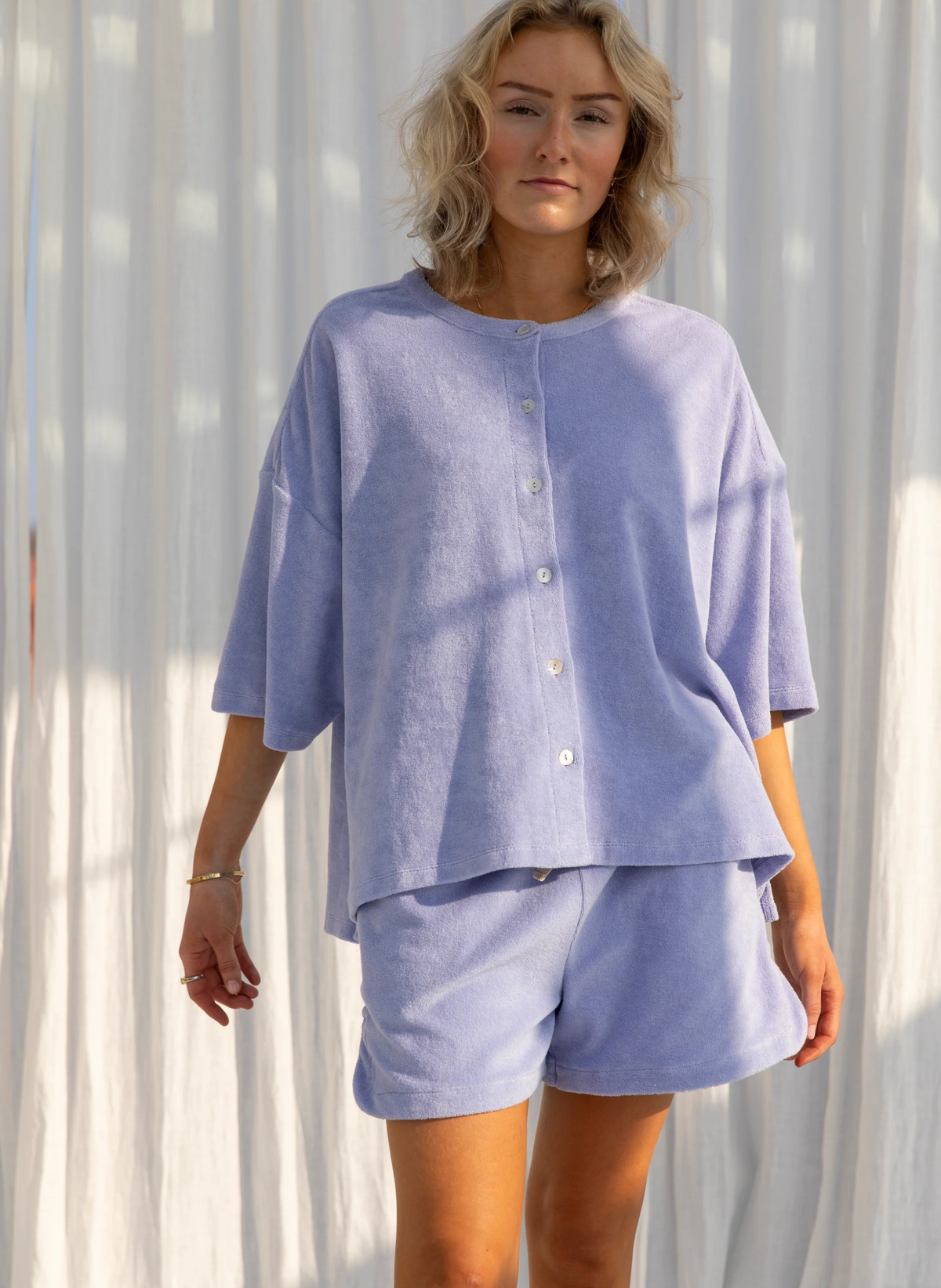 Bongusta Naram Frottee Hose Kurz Lavendel Blau
