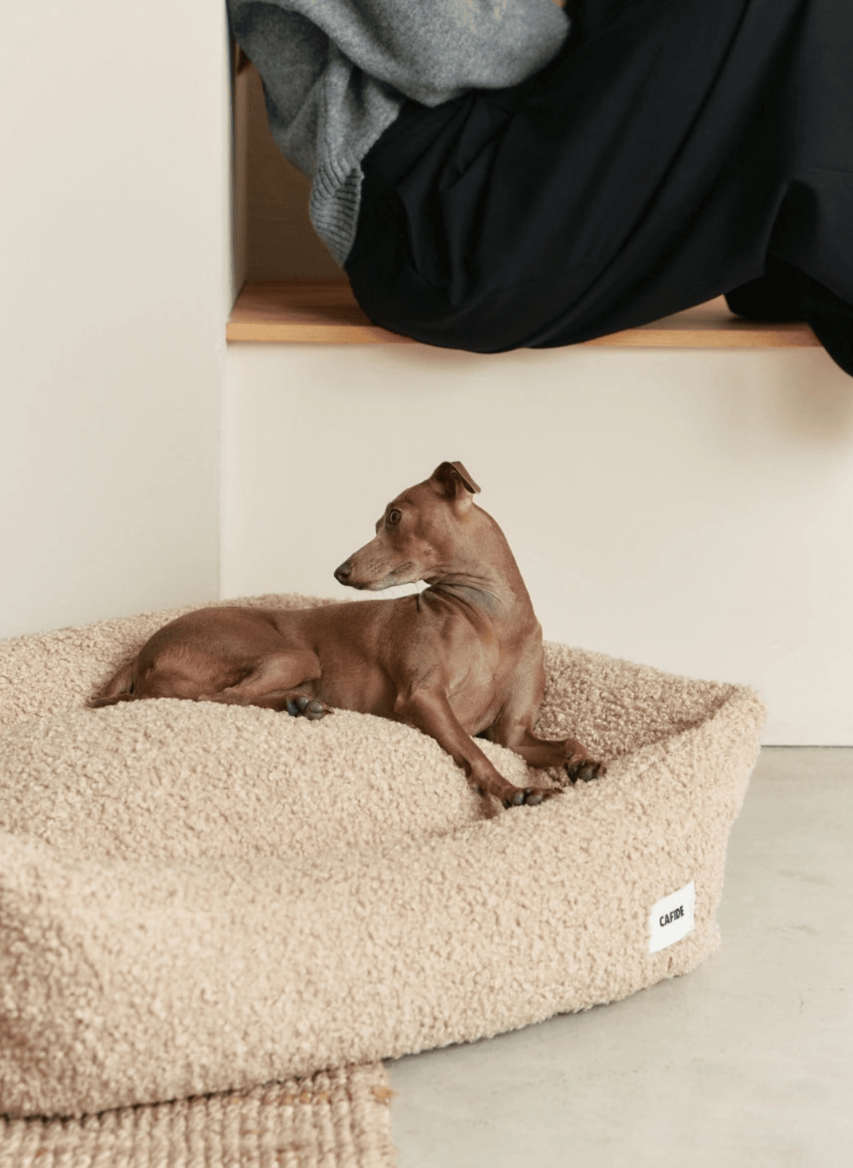 Cafide Beige Fleeced‑Teddy Hundebett / Snozy - hei - kju