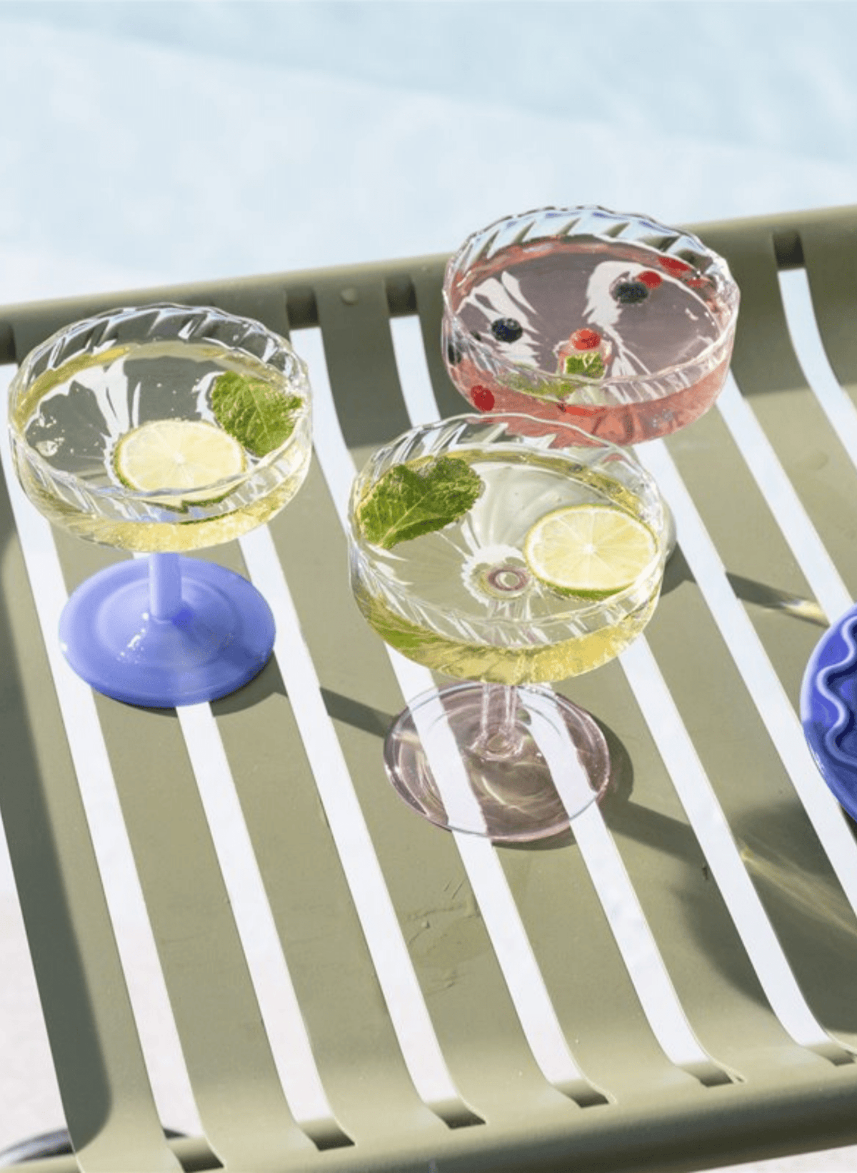 &k amsterdam Coupe Cocktailglas Blau, 2 - teilig - hei - kju