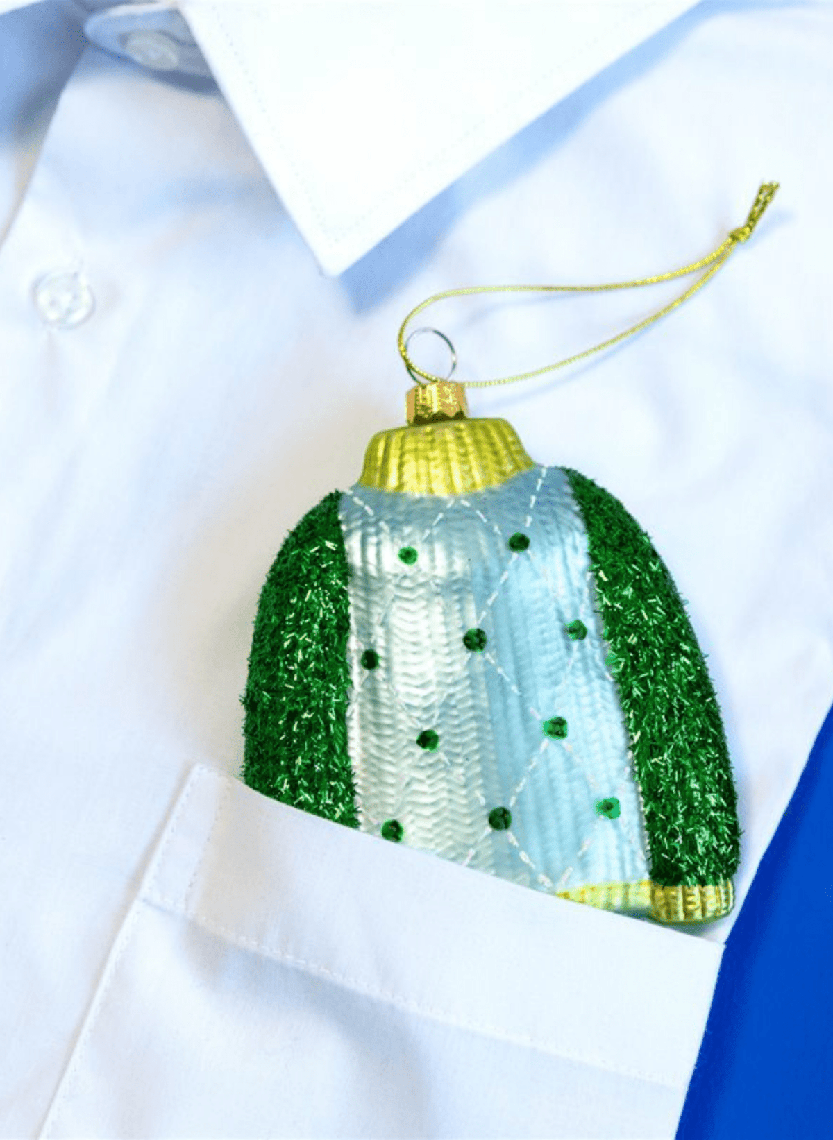 &k amsterdam Glas-Weihnachtsanhänger Sweater Blau - hei-kju