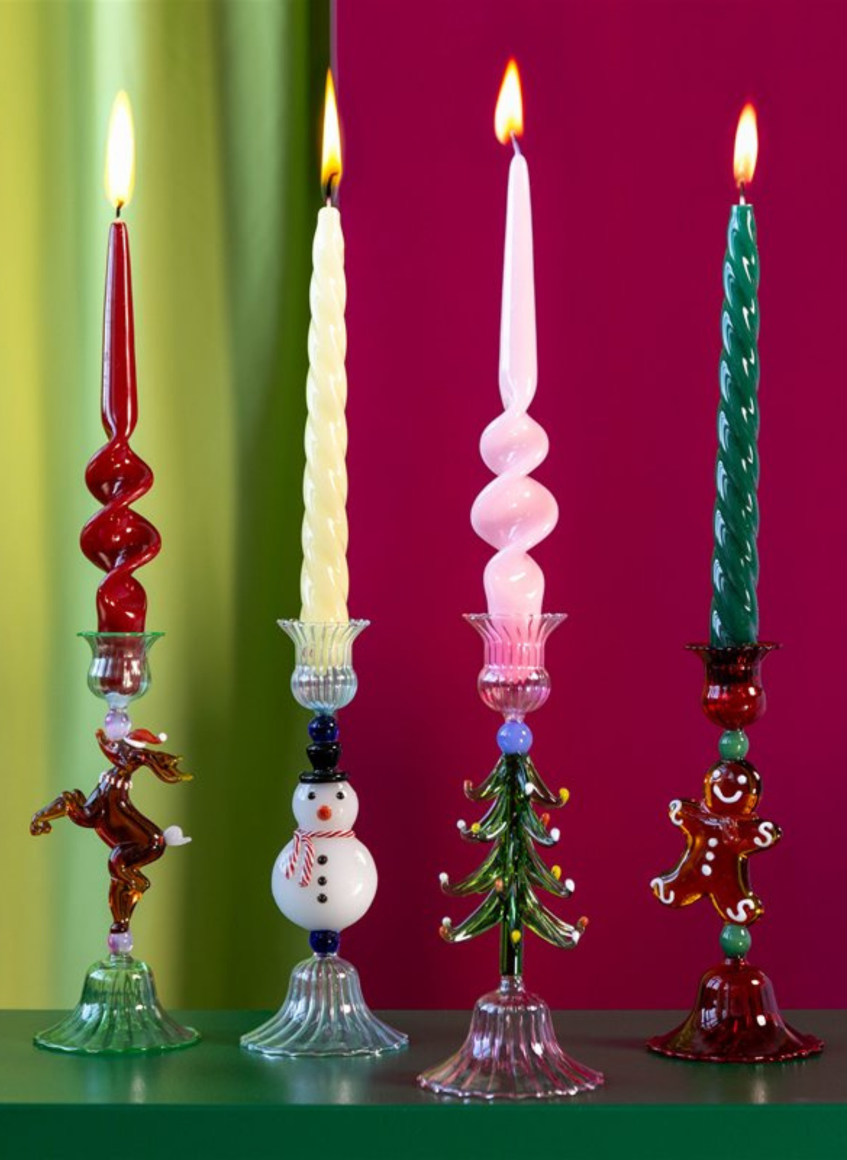 &k amsterdam Mundgeblasener Glas-Kerzenhalter Merry Tree - hei-kju