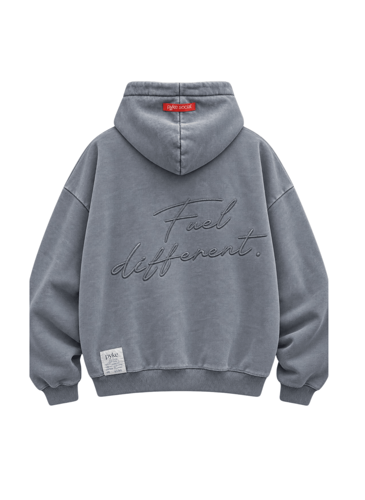 PYKĒ Fuel Different Hoodie - Washed Grey - hei-kju